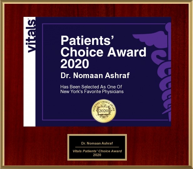 Nomaan Ashraf, MD, MBA Patients choice award 2020 Favorite New York's physician