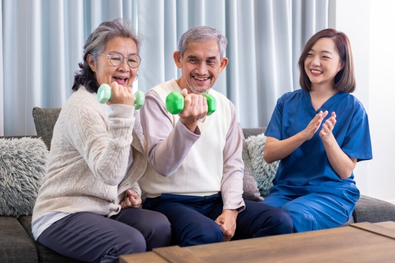 Senior,Couple,Get,Medical,Service,Visit,From,Caregiver,Nurse,At