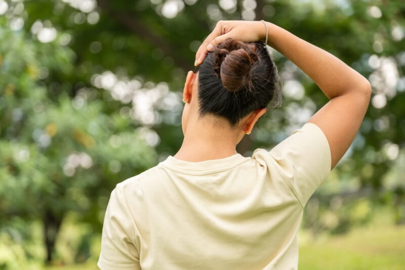 The woman had neck pain, shoulder pain, and Cervical Spondylosis