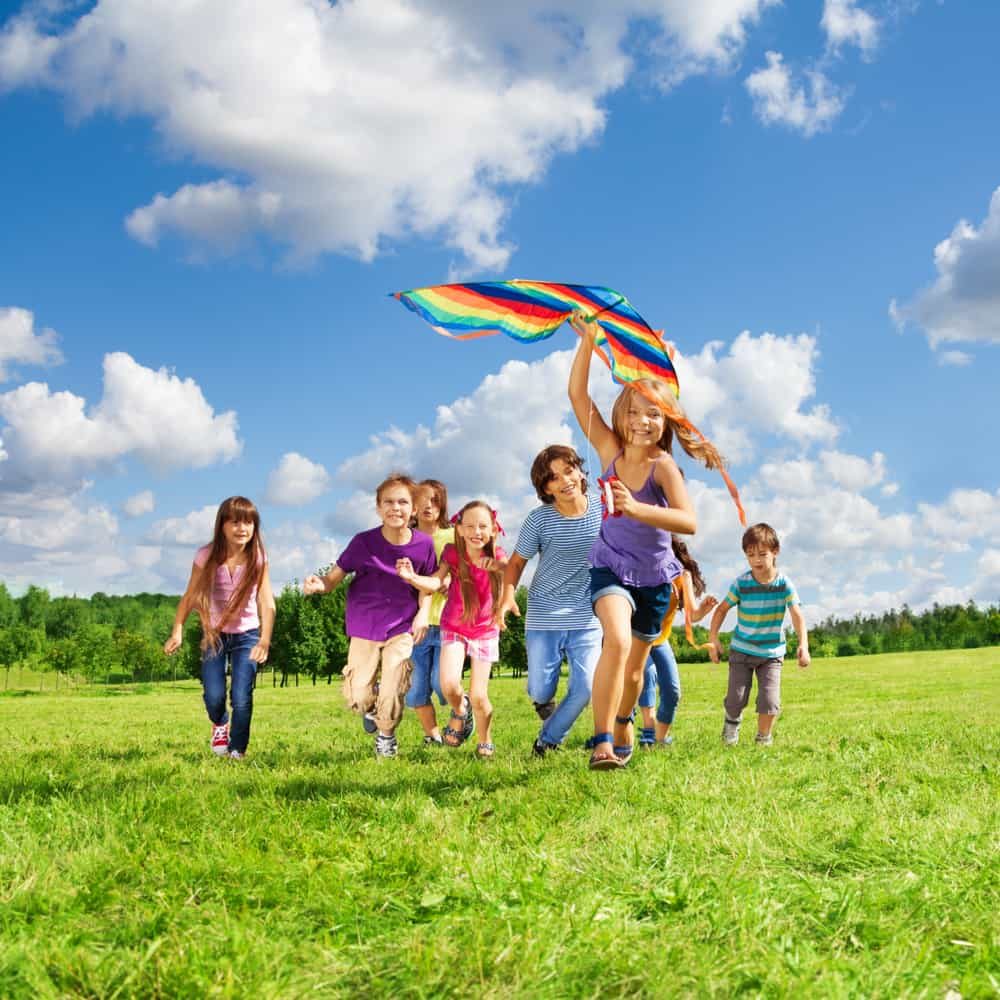 Kids playing with kite