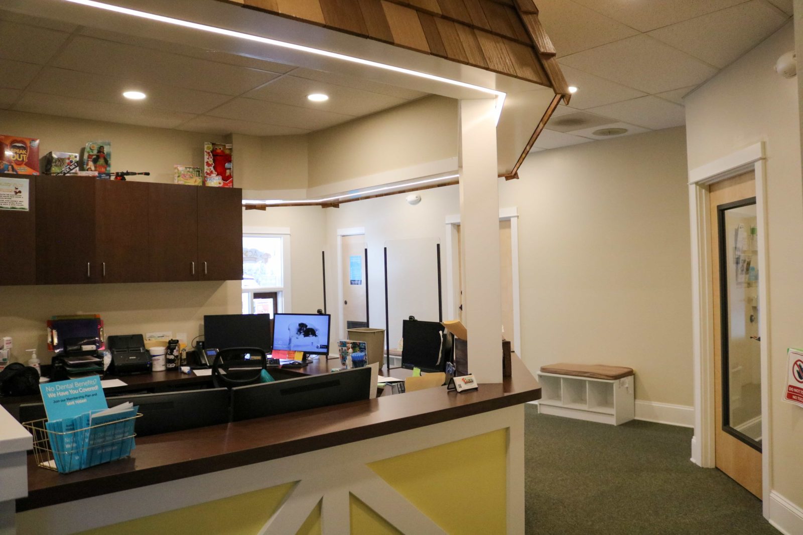 interior waiting room of Hillsboro office with front desk