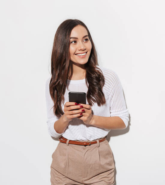 woman smiling with phone