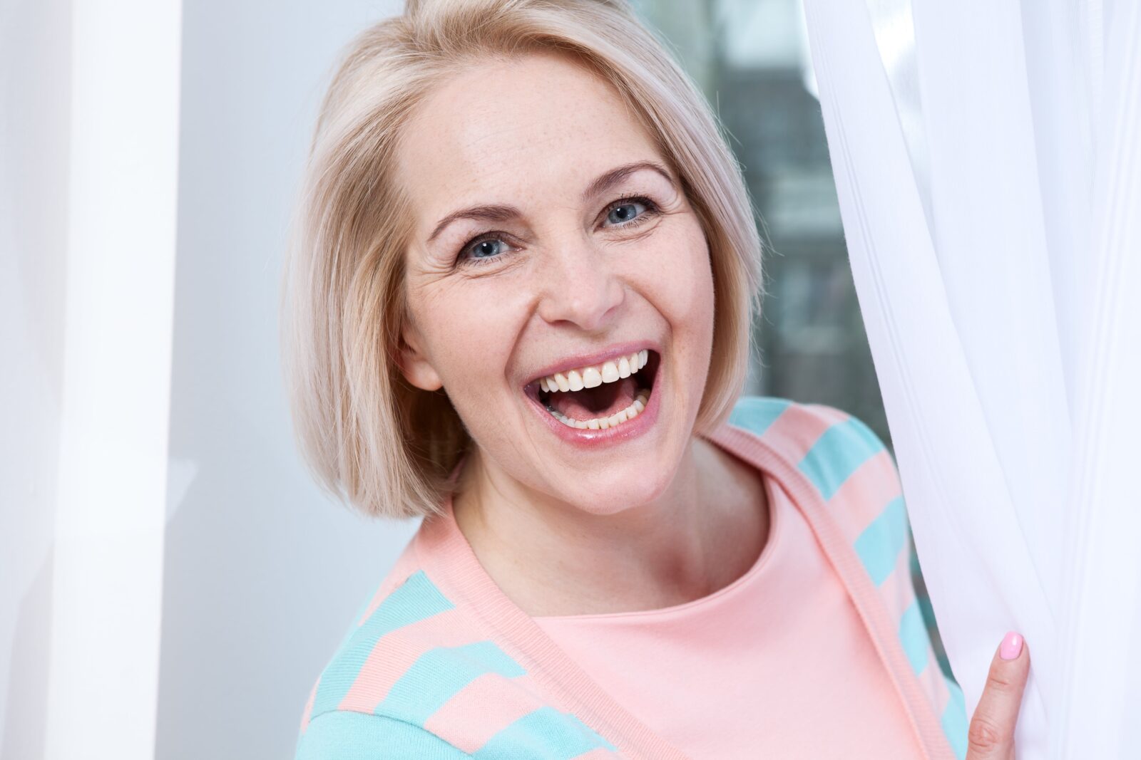 middle aged woman smiling