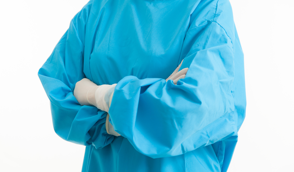 blue ppe gown