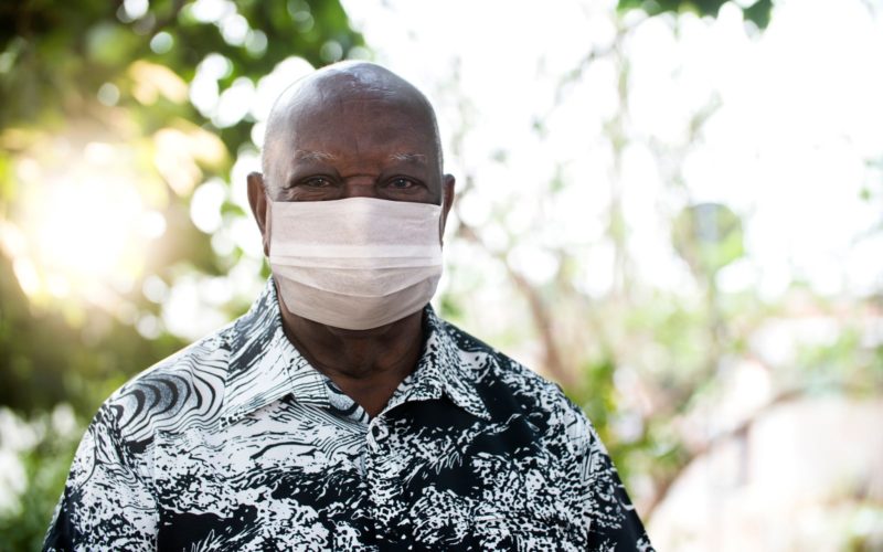 Man wearing a freshly cleaned mask