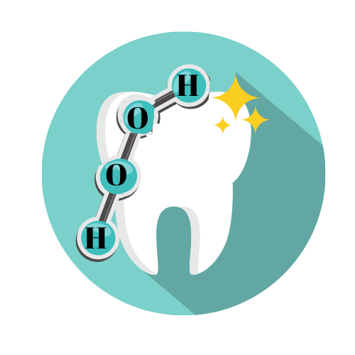 hydrogen peroxide molecule over tooth