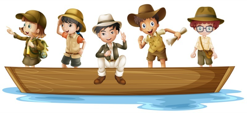 Illustration of Girls Boys Explorers On Boat