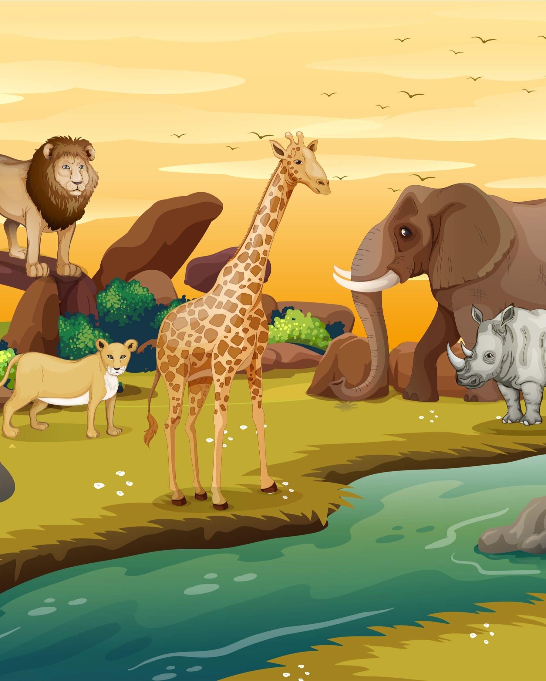 animals in safari jungle