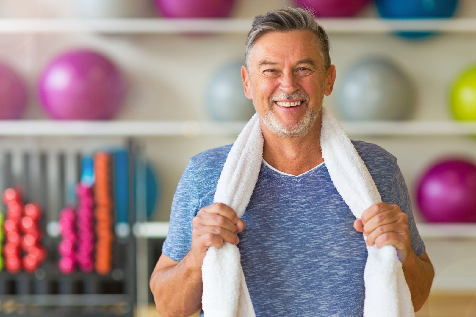 happy man at gym in color