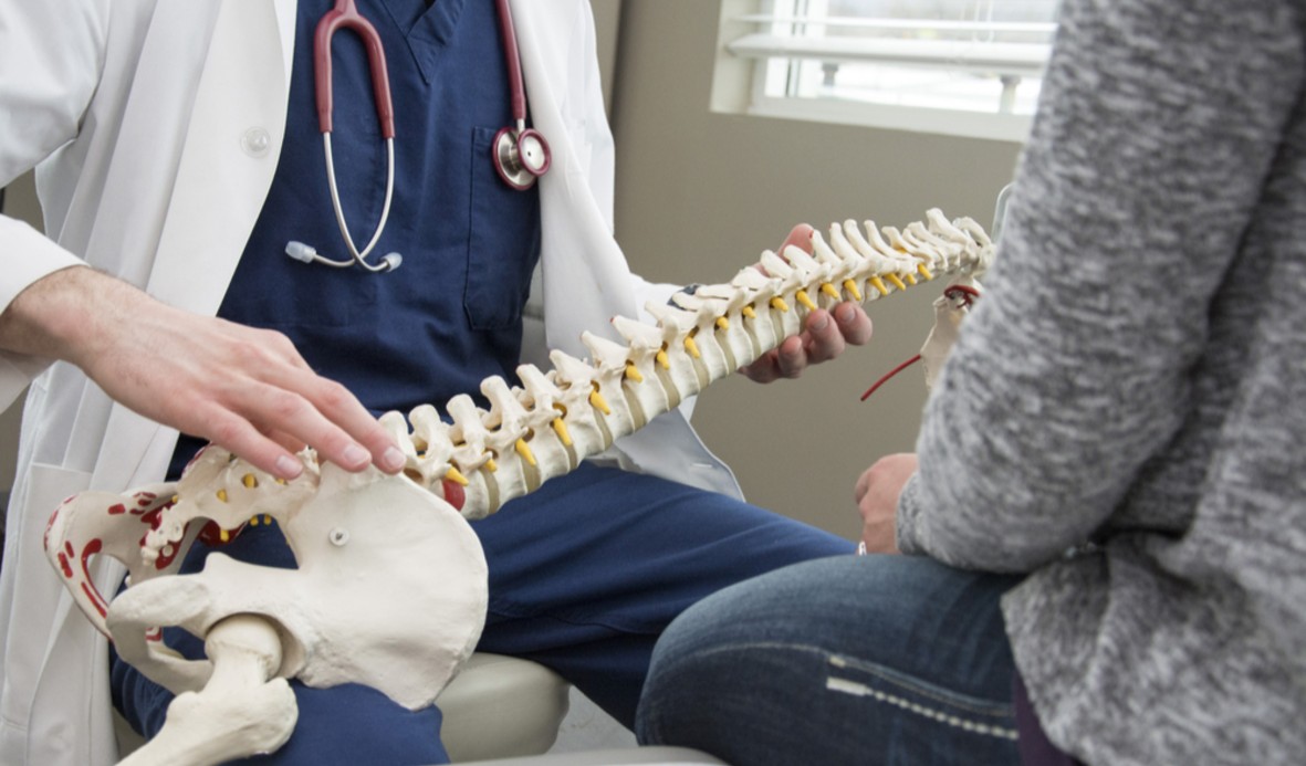 Doctor explaining backbone structure to patient