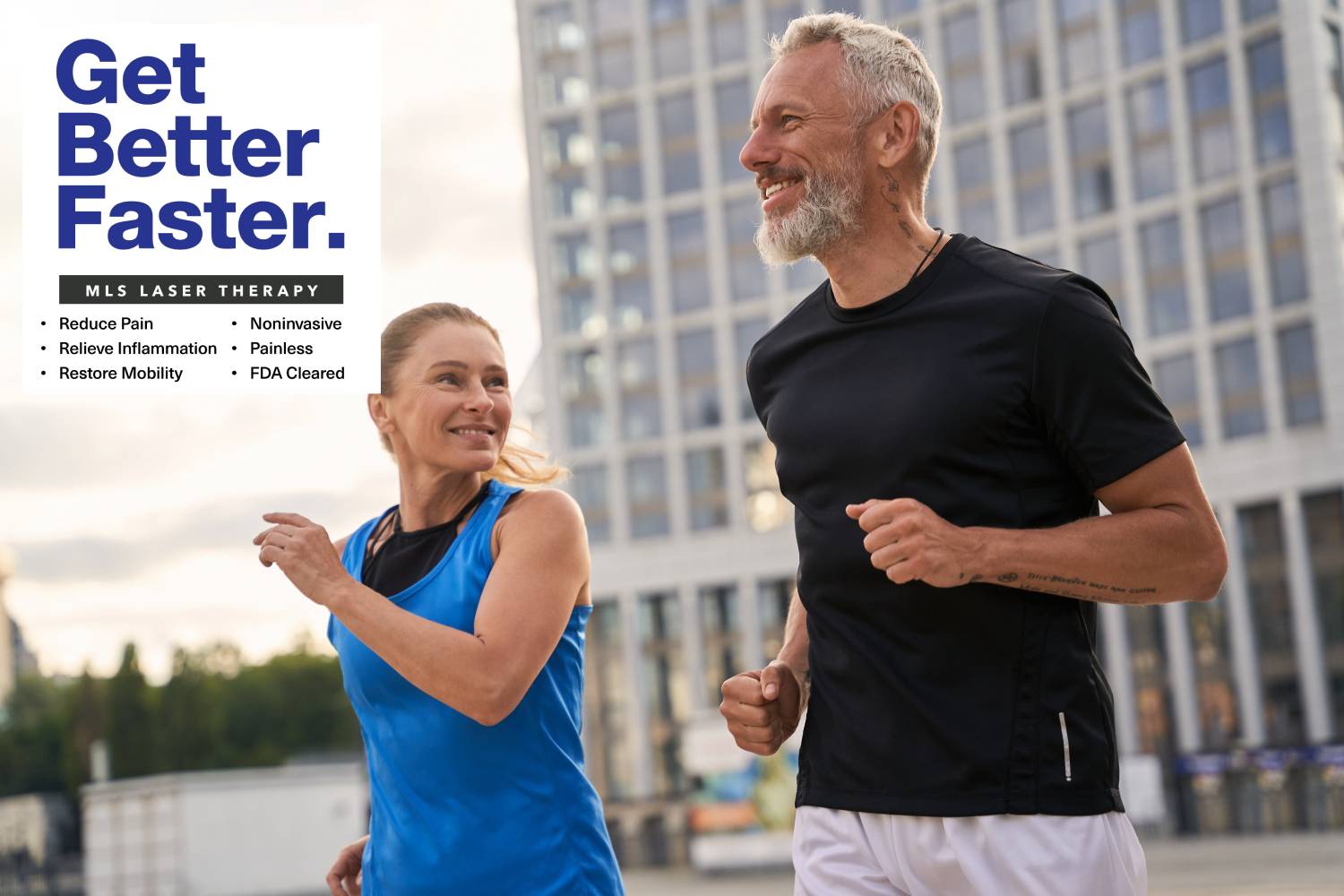 man and woman in sportswear looking happy while jogging