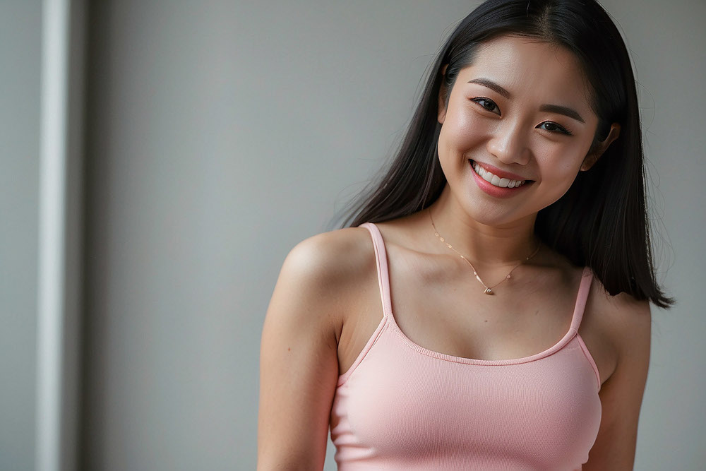 用于说明隆胸手术咨询与审美目标的示意女性图片