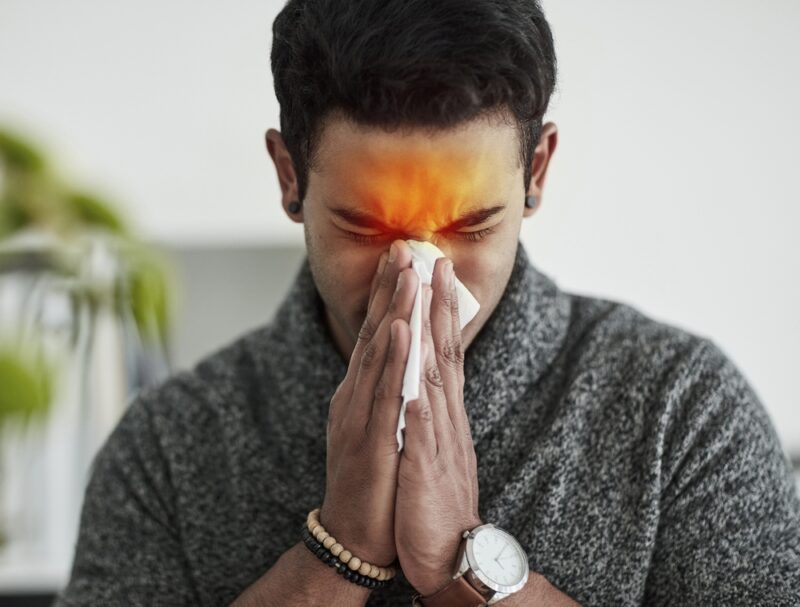 Hes all blocked up. Cropped shot of a young man suffering with allergies
