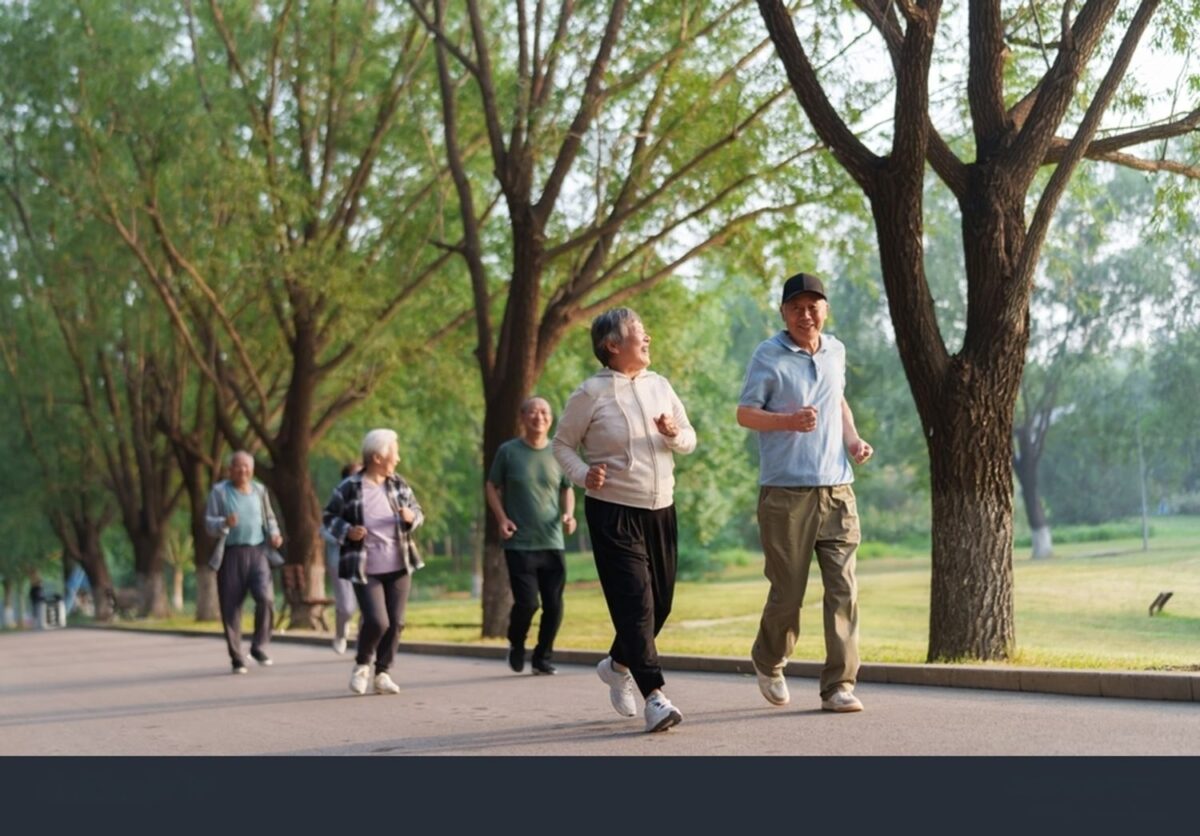 Old people exercising in the park