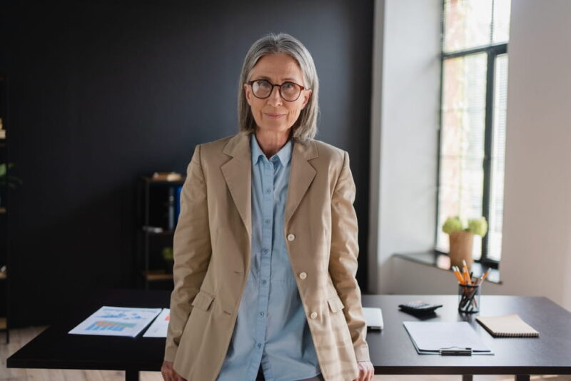 Confident mature business woman 50 years old lady entrepreneur,