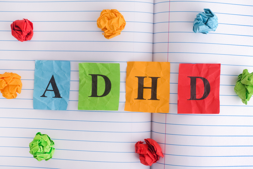Abbreviation ADHD on notebook sheet
