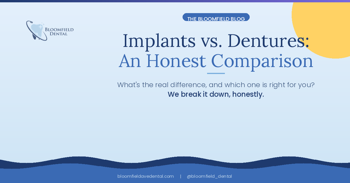 Dental implants vs. dentures an honest comparison from Bloomfield Dental in Drexel Hill, PA