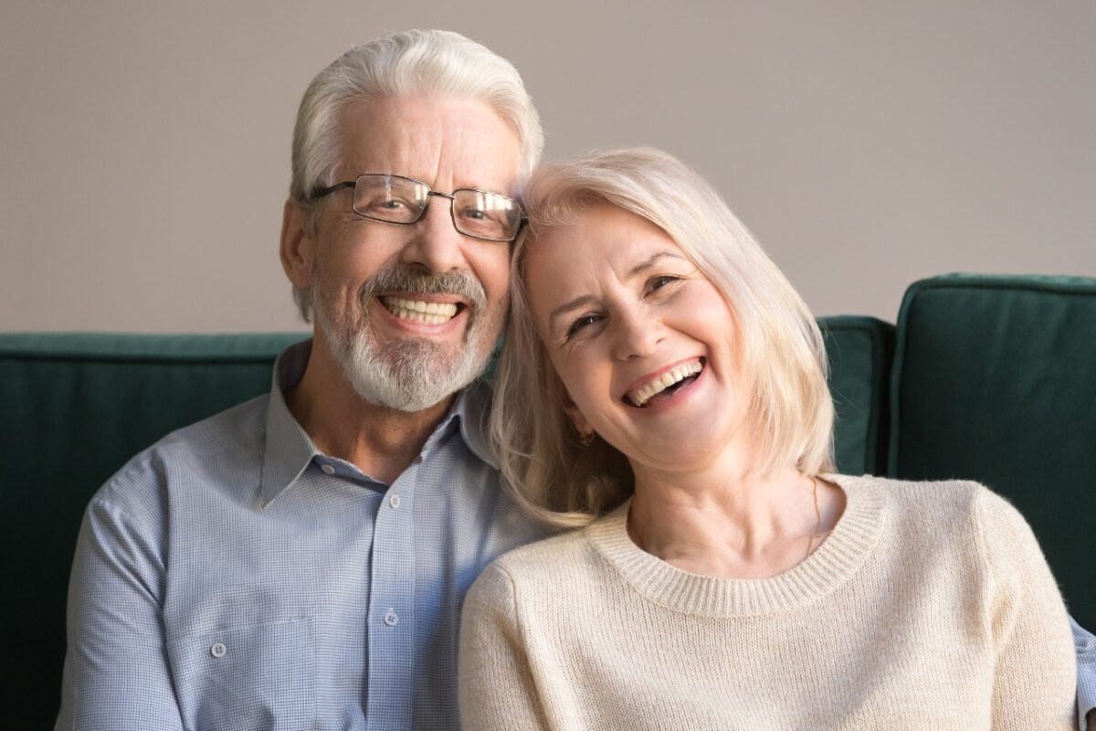 old age couple getting with smile
