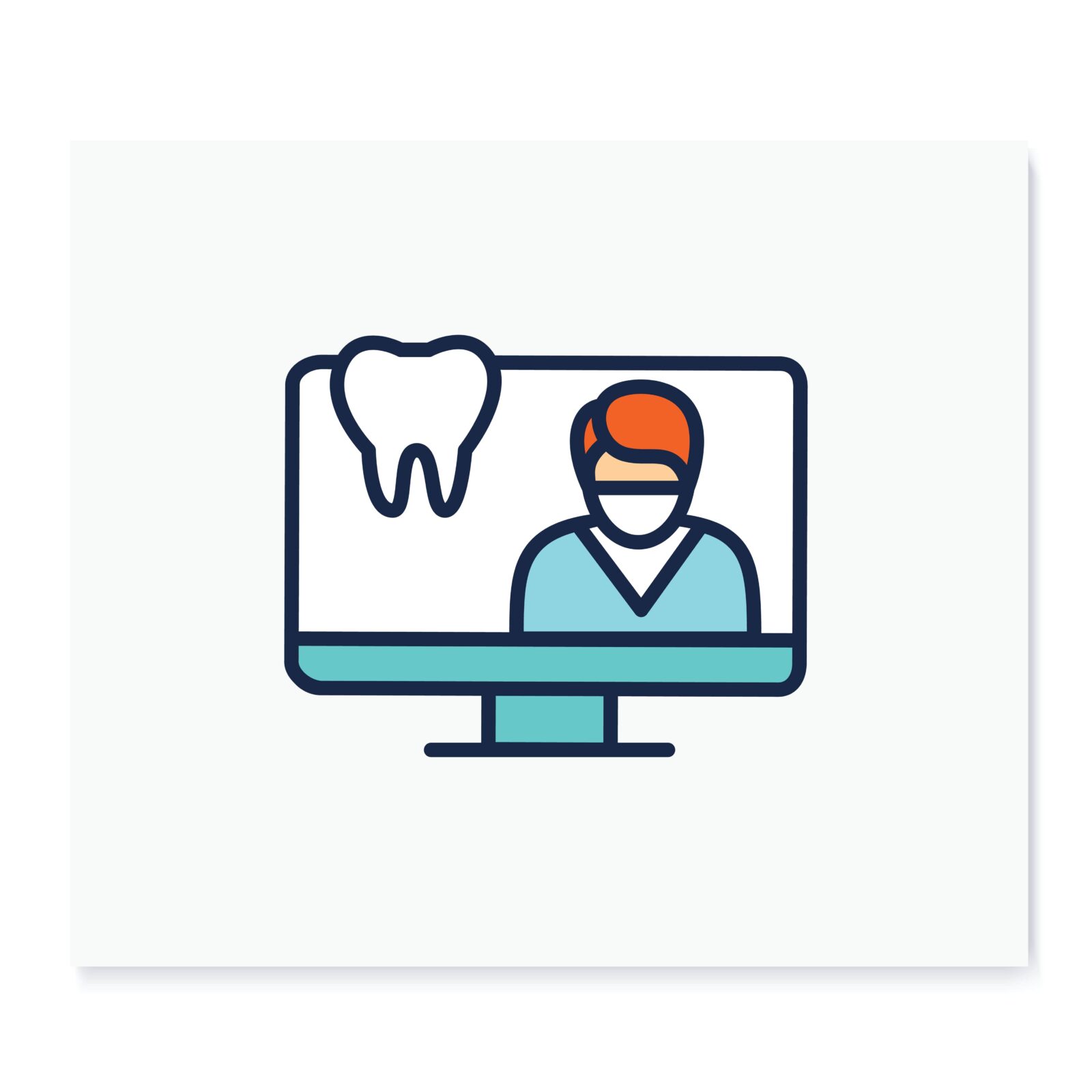 Teledentistry color icon. Telehealth medical care. Virtual dentist consultation. Telemedicine, health care concept. Online stomatology, dental medicine. Isolated vector illustration