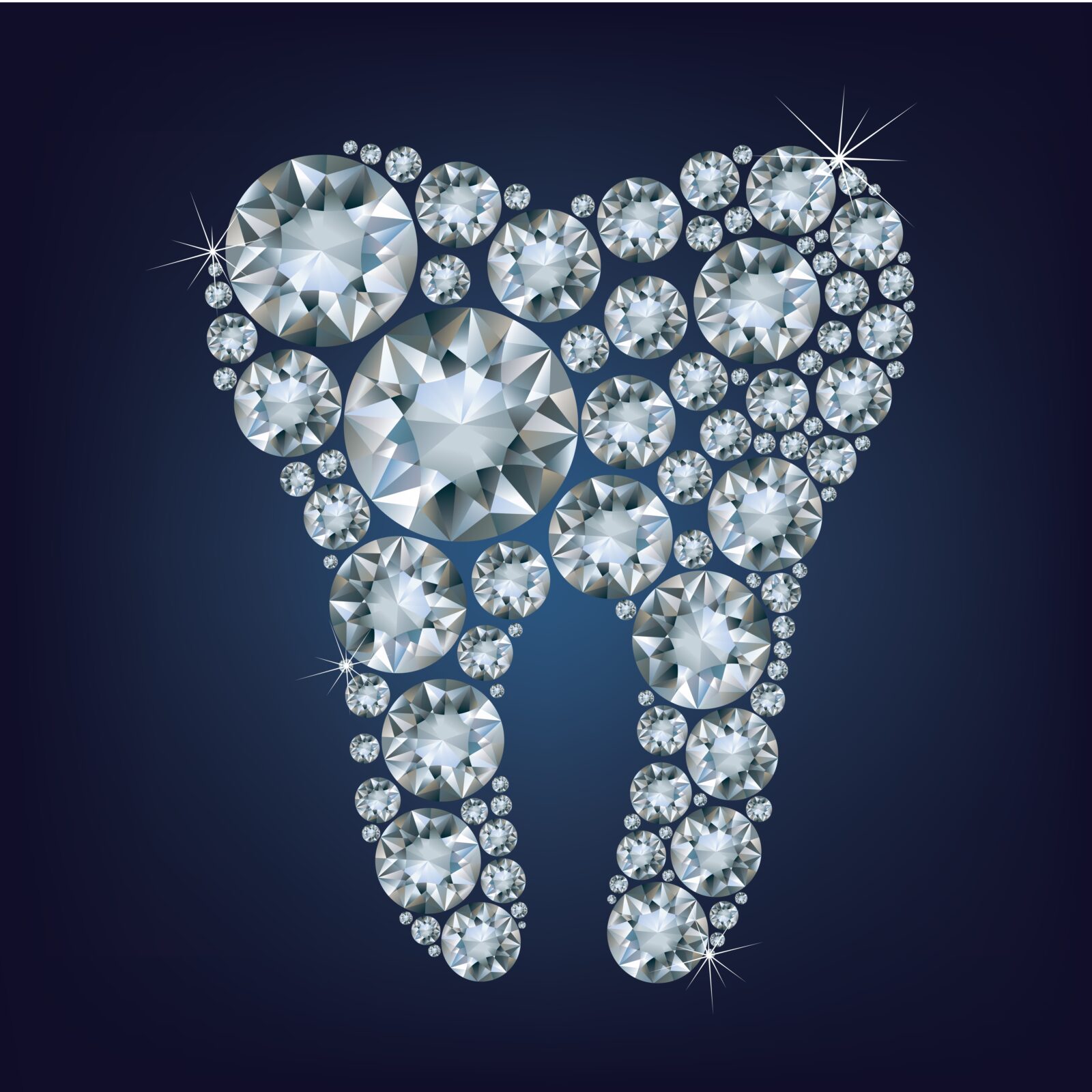 tooth shape made of diamonds