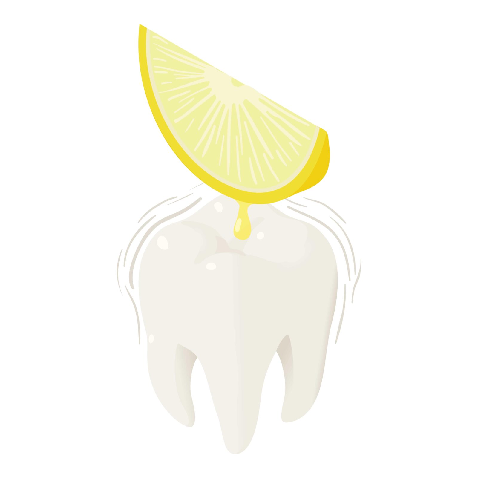 lemon on tooth. enamel erosion concept