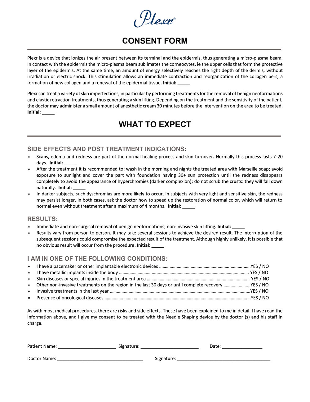 Consent Form showing the concept of Patient Forms
