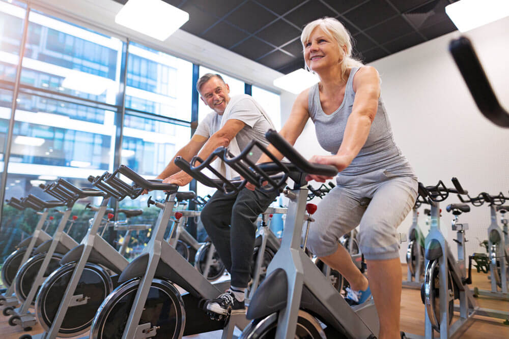 Senior couple exercising