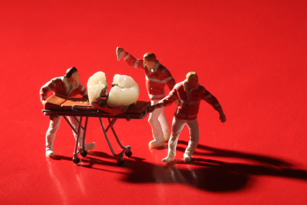 Hilarious Miniature Workers Performing Dental Procedures. Dental Office Art.