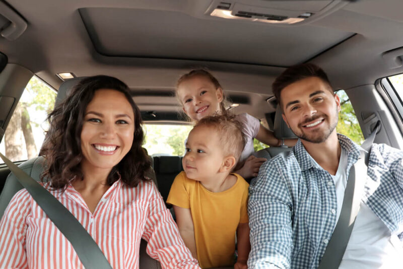 Young family in a car