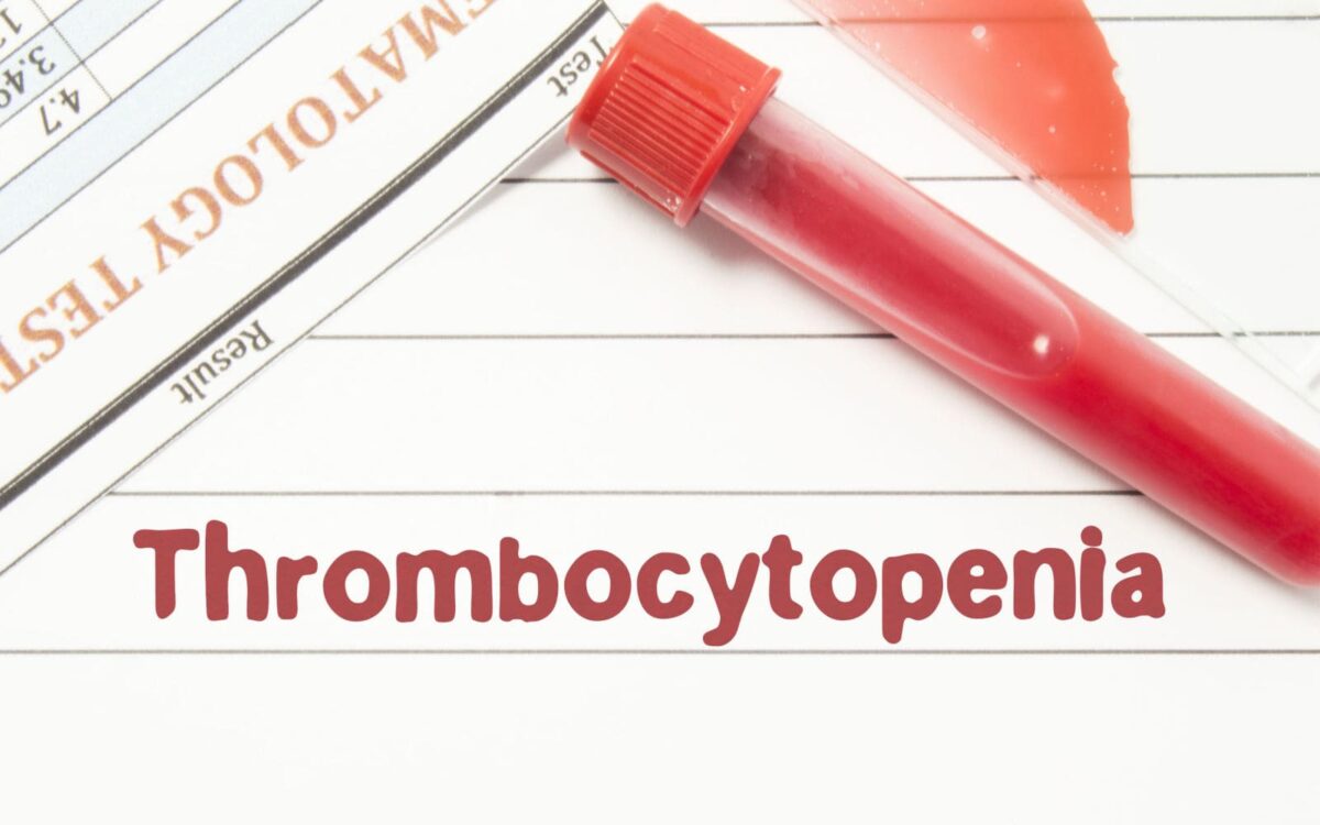 Thrombocytopenia Title Page with Test and Blood Sample