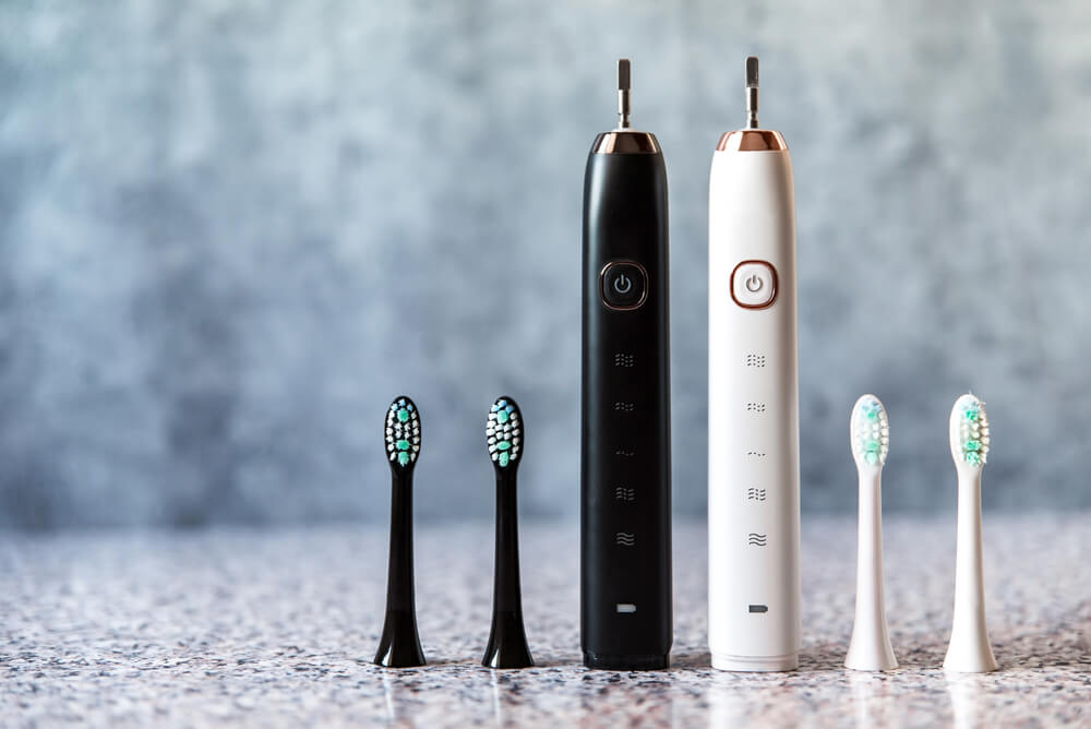 Modern black and white sonic or electric toothbrush