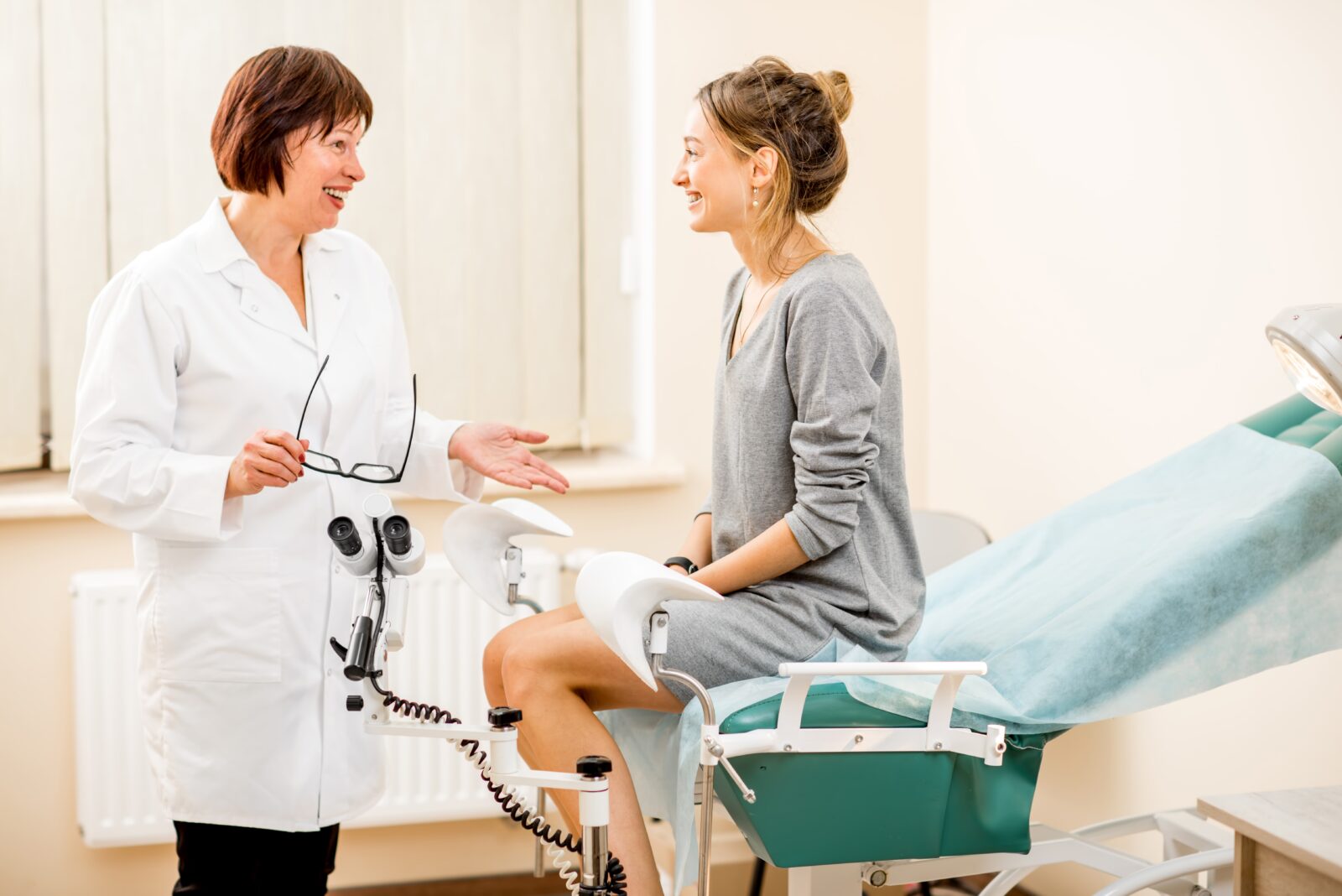 gynecologist talking to patient