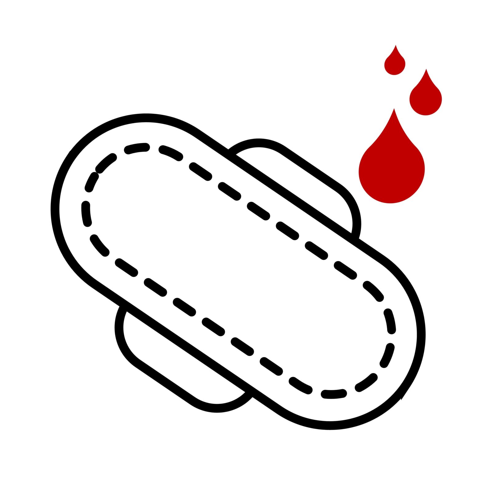 digital outline of a pad and blood drops