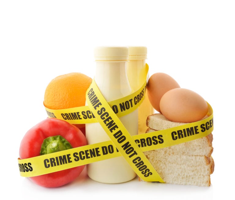food with crime scene tape
