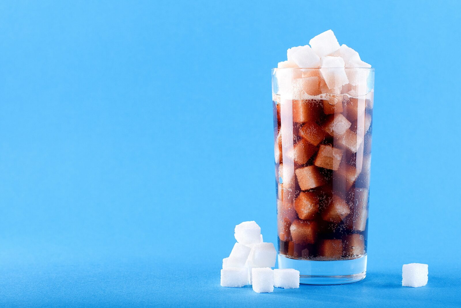 soft drink filled with sugar cubes