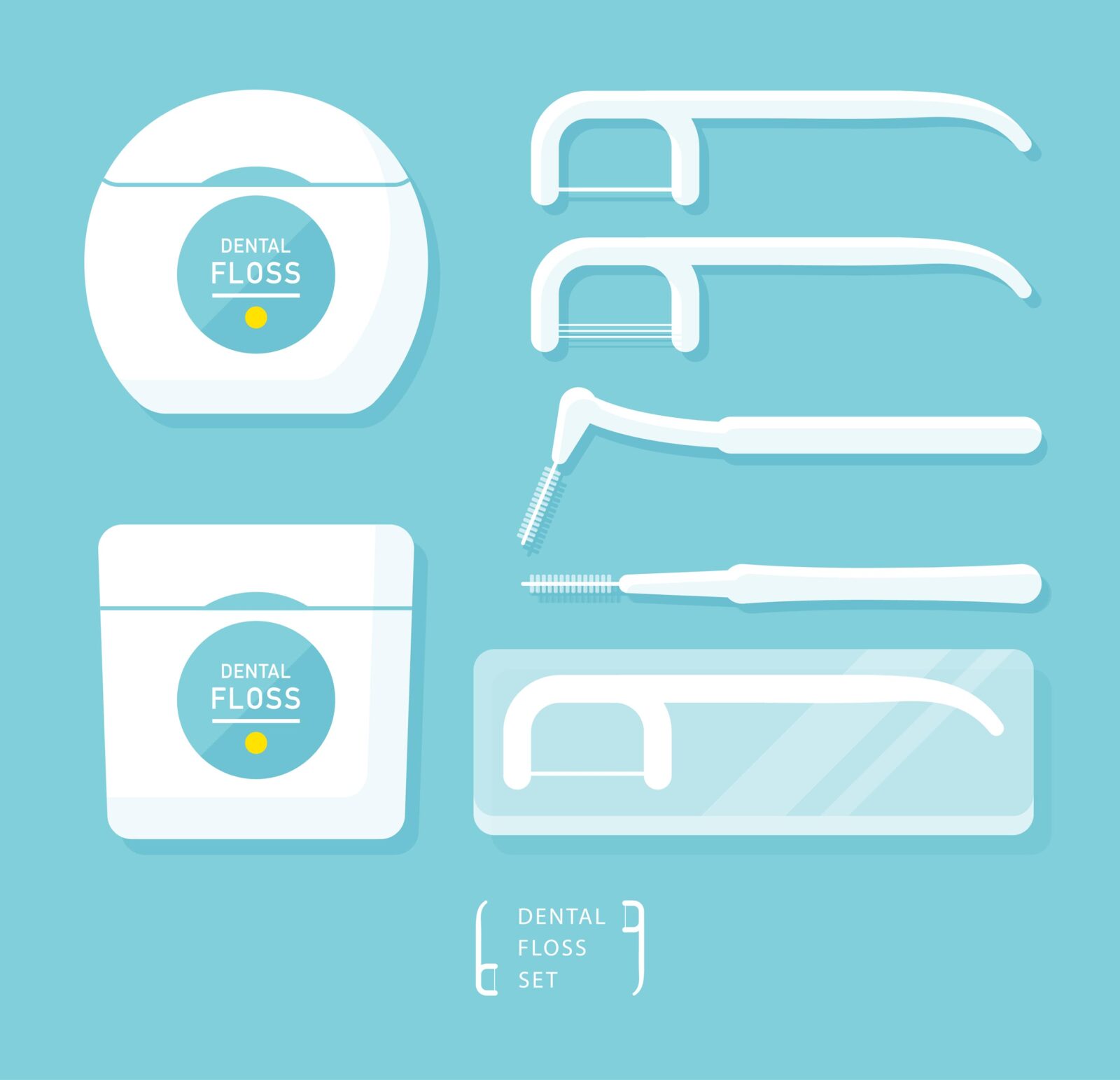 vector image showing various types of floss