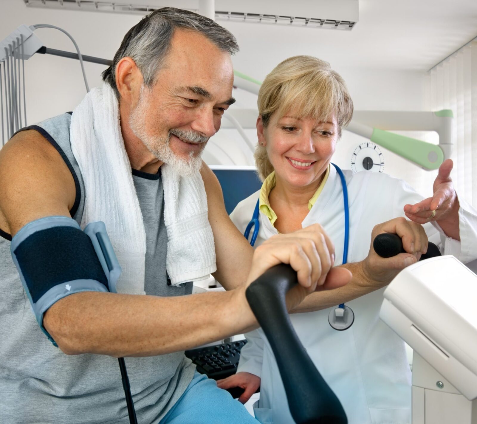 Patient is being observed by doctor