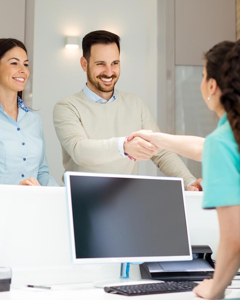 Patients consulting the dentist at dental clinic