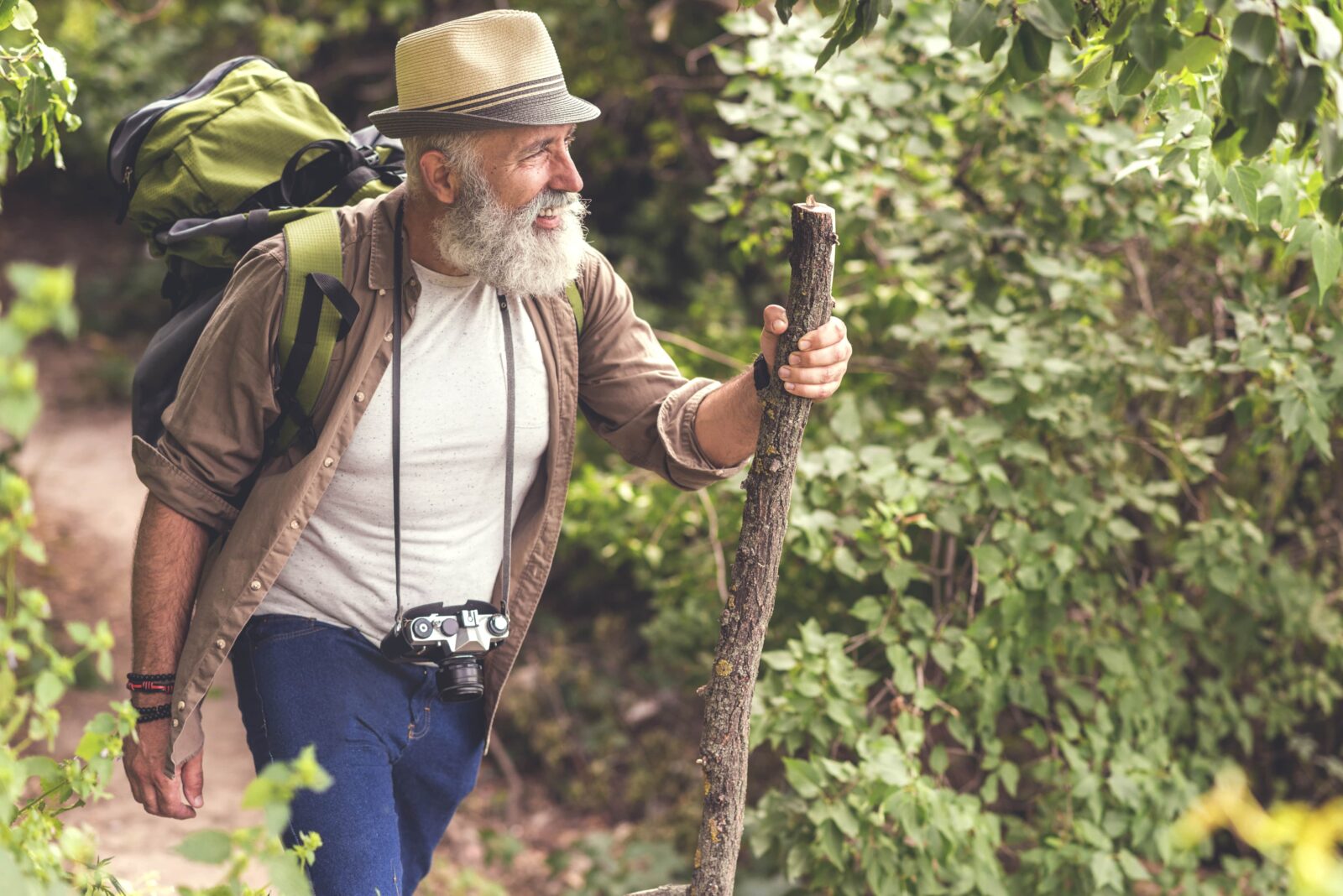 senior male hiking