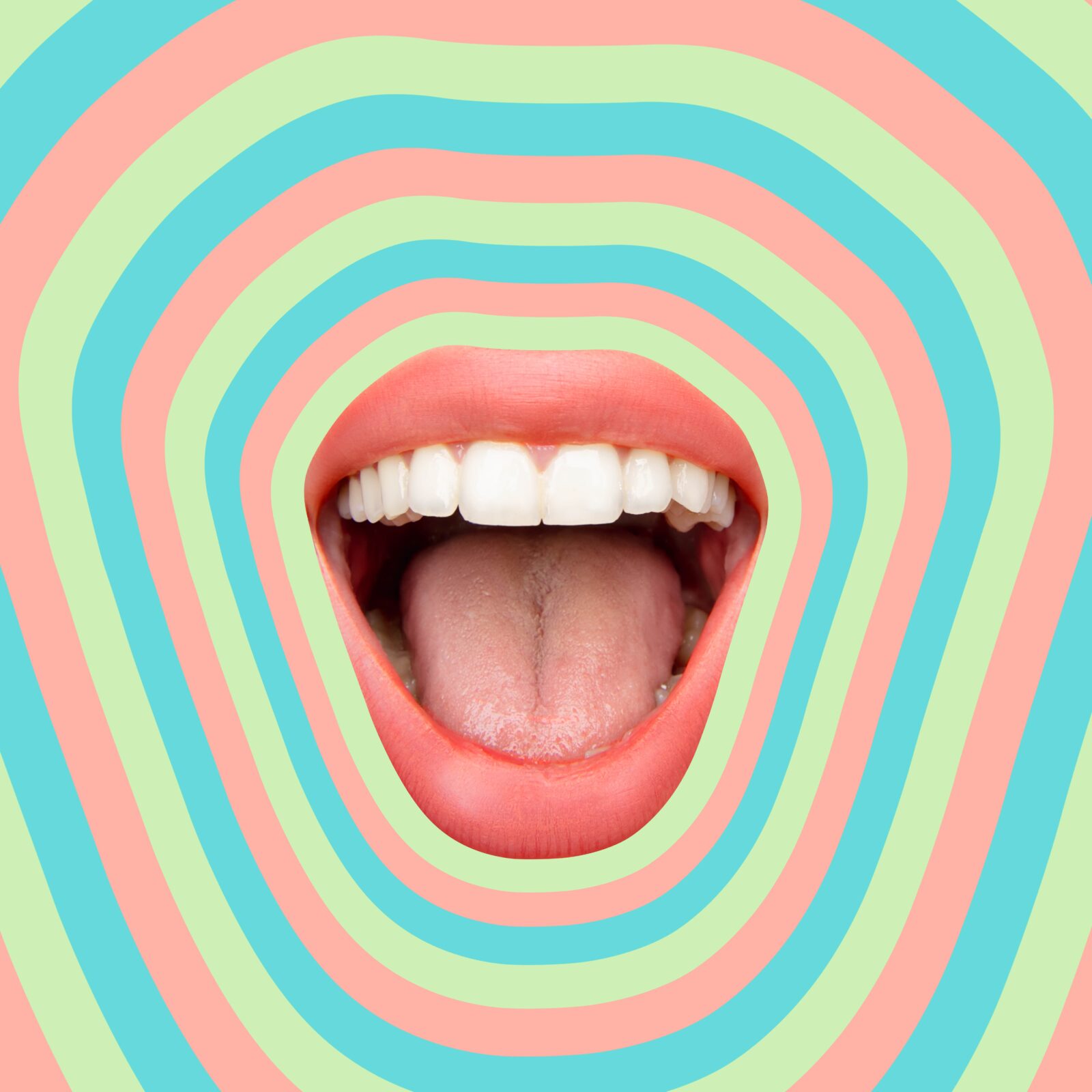 mouth smiling surrounded by color