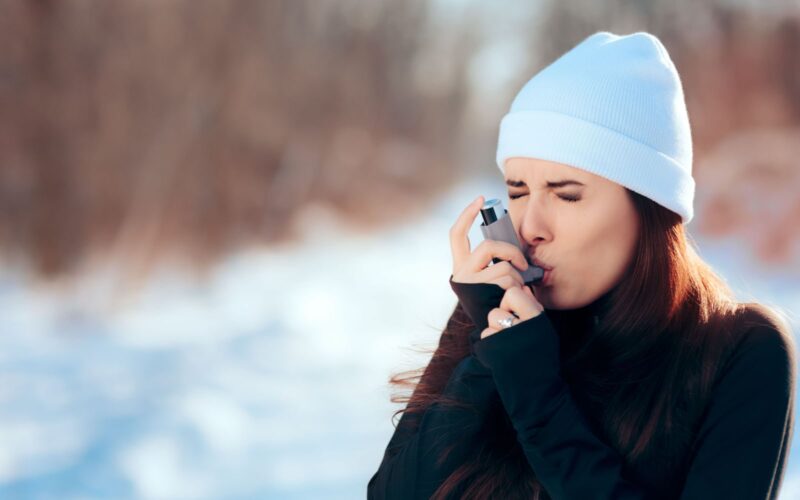 Woman with Asthma During Winter
