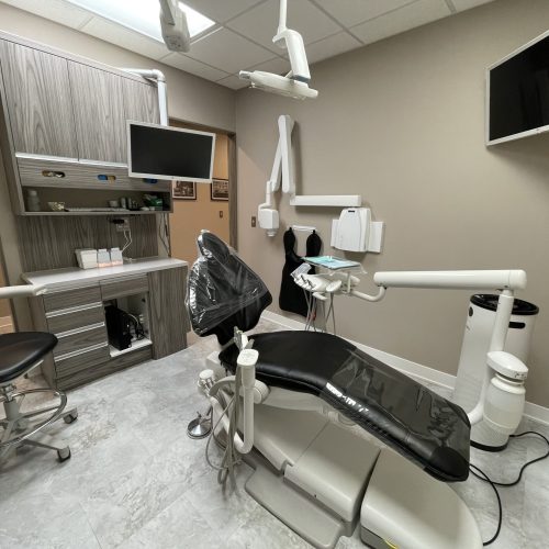 modern dental chair and instrument