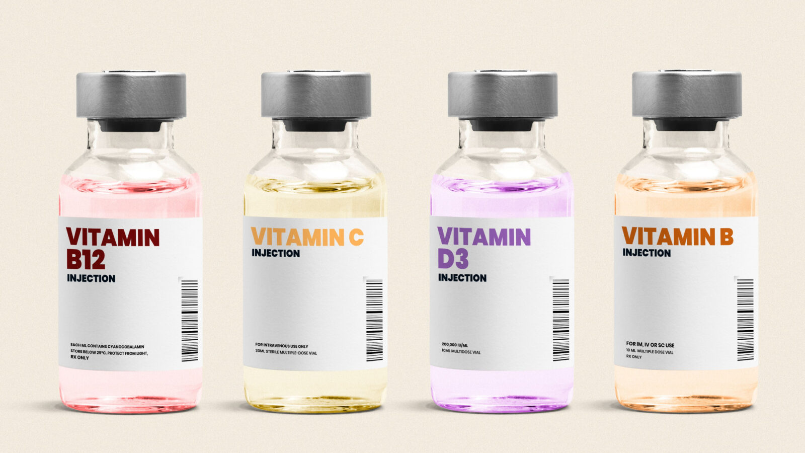 Vitamin injection glass bottles