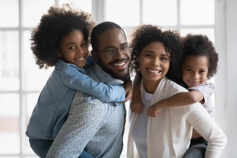 happy african american family smiling